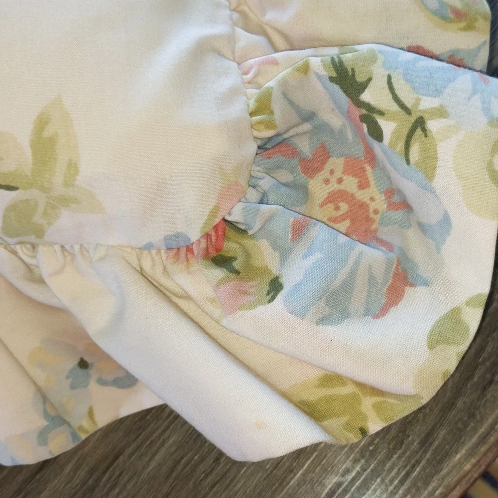 Square Floral Bloom With Ruffle Throw Pillow Cottage Rose Hydrangea Sweet